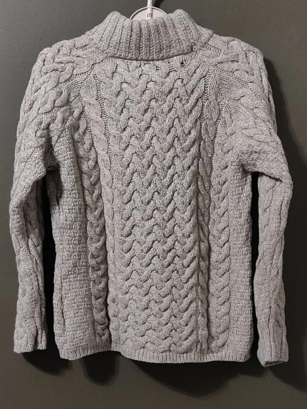 Aran Woollen Mills Oatmeal Chunky Fisherman Cowl Neck Sweater Women's MEDIUM